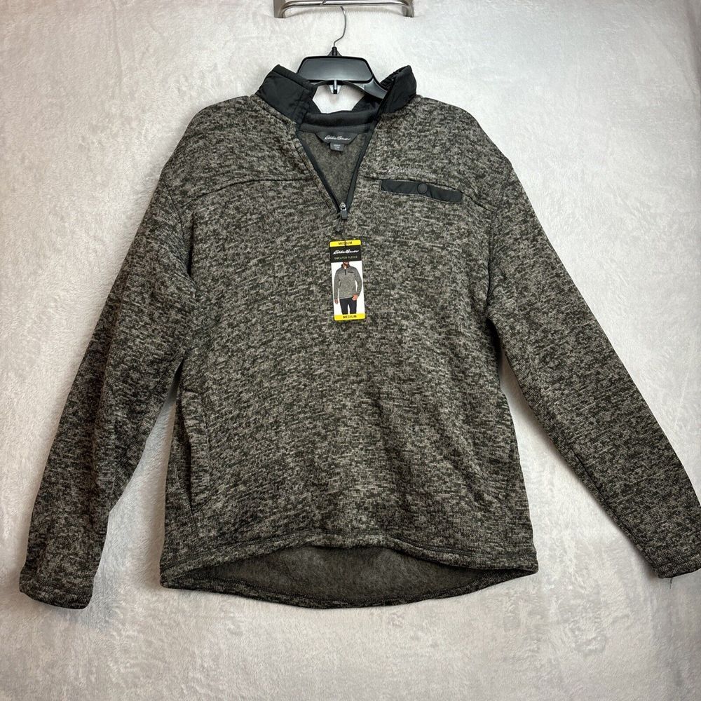 Eddie Bauer Men's Sweater Fleece Pullover Size Medium Charcoal Heather Classic